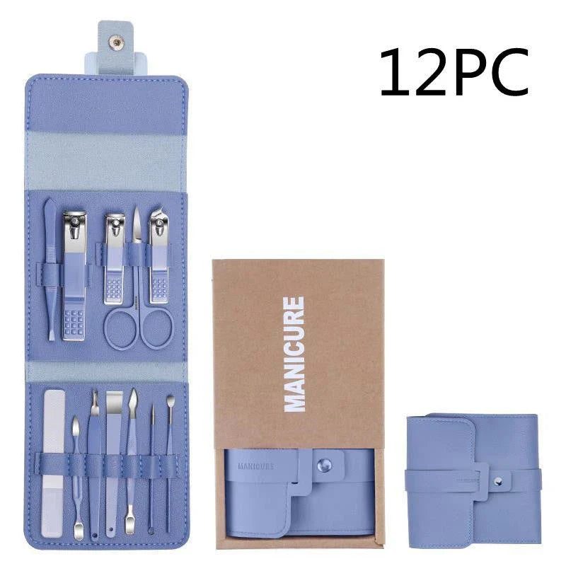 Premium 16-Piece Manicure Set with Stainless Steel Tools and Stylish PU Leather Case