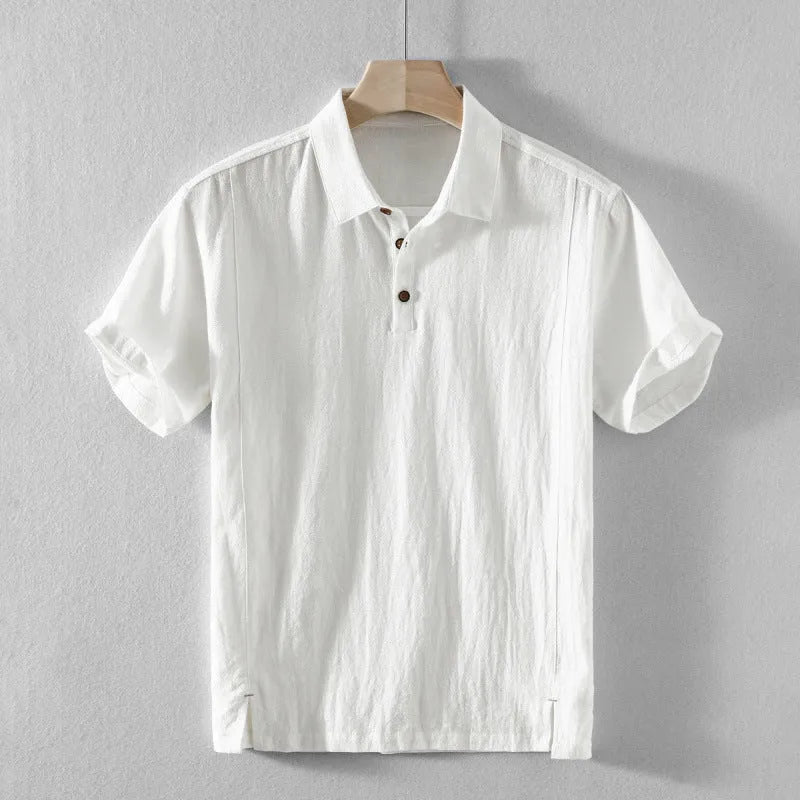 Men's cotton linen casual shirt in loose fit available in four solid colours