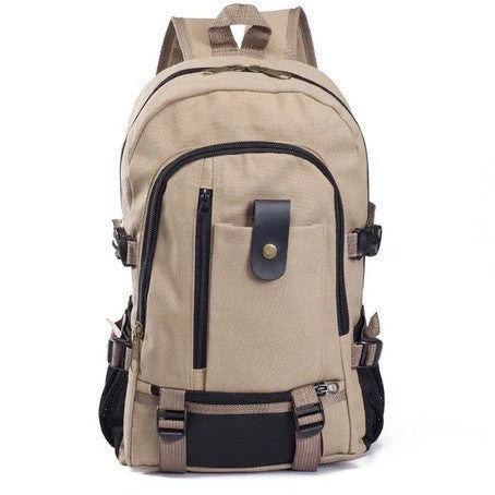 Stylish men's canvas backpack with zipper, perfect for students and professionals