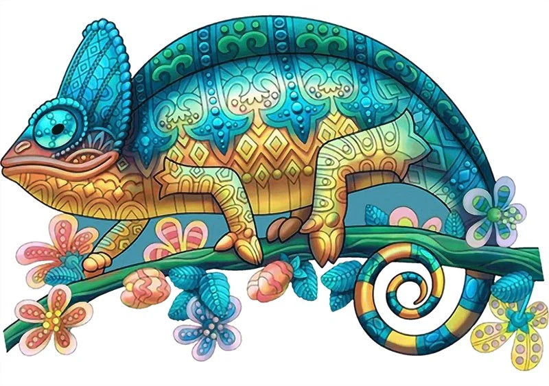 Colourful animal-shaped wooden jigsaw puzzles for children