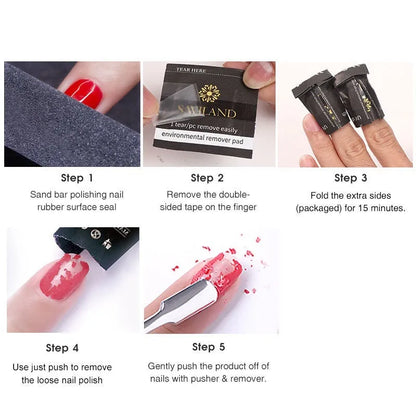 Black nail polish remover wraps box of 200 with self-contained cotton for gel and extension glue removal