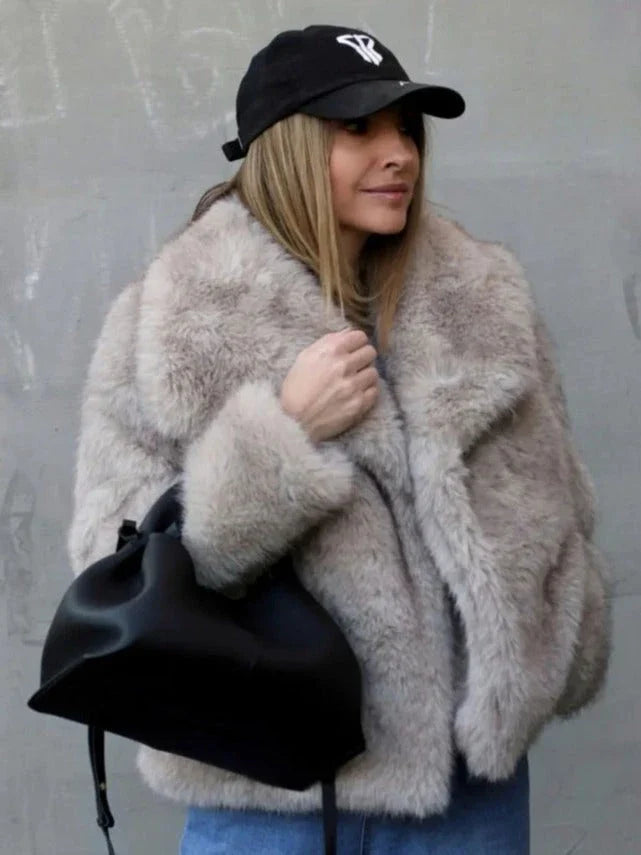 Cozy and stylish plush winter coat for women in various colors and sizes