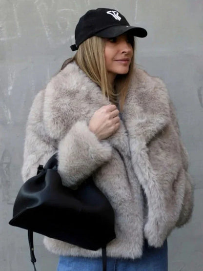 Cozy and stylish plush winter coat for women in various colors and sizes