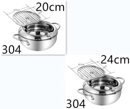 Stainless Steel Telescopic Frying Basket with Removable Thermometer for Precise Temperature Control and Easy Frying