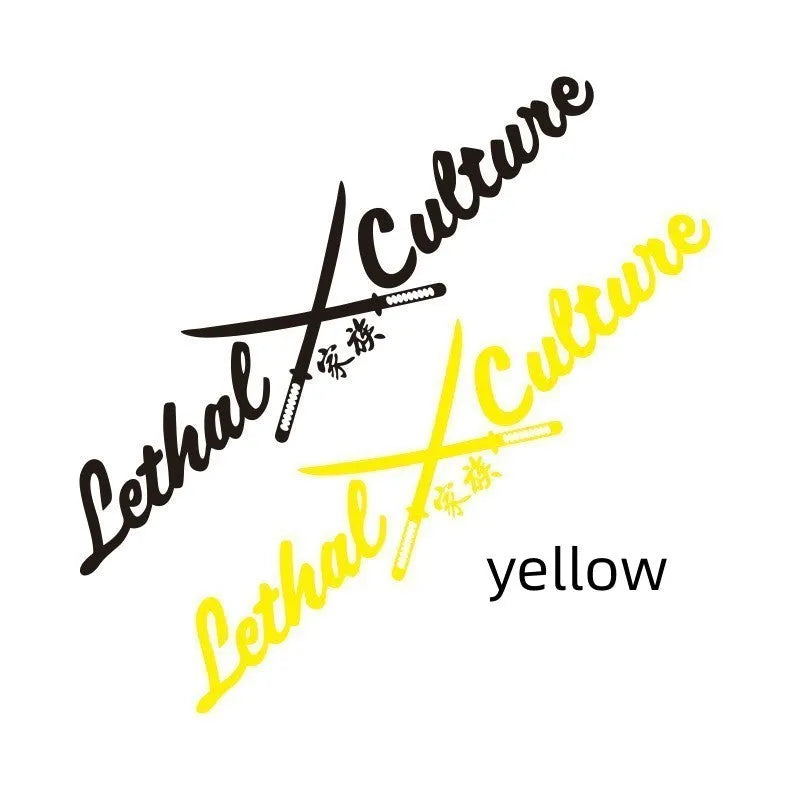Car rear window family sticker in silvery white or yellow showing letters and numbers