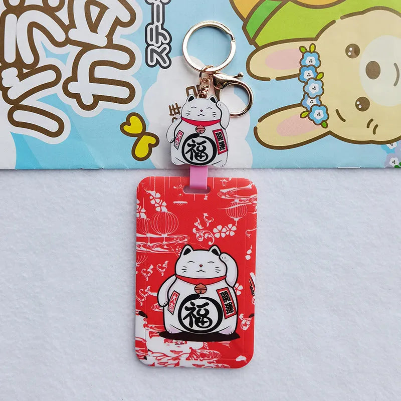 Lucky Cat plastic ferrule pendant and card sleeve set for blessing certificate display