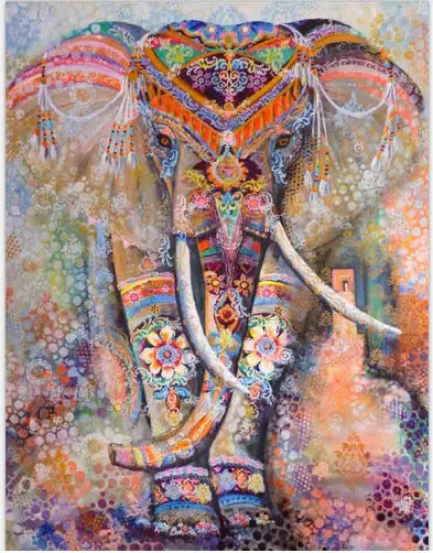 Vibrant elephant mandala tapestry with 3D digital printing for wall decor