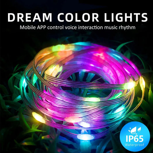Bluetooth graffiti light string in picture colours, 100 LEDs over 10m with point control app interface