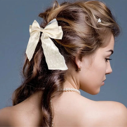Velvet lace double layer ribbon bowknot hair ring in ivory white and red colours with high elasticity