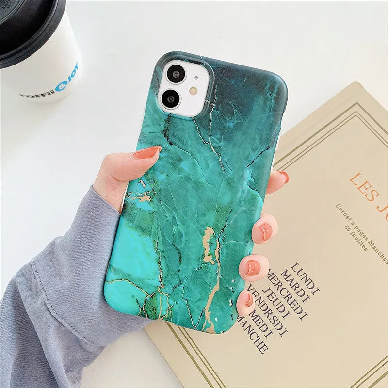 Cartoon marble pattern TPU back cover case for iPhone in various colour options