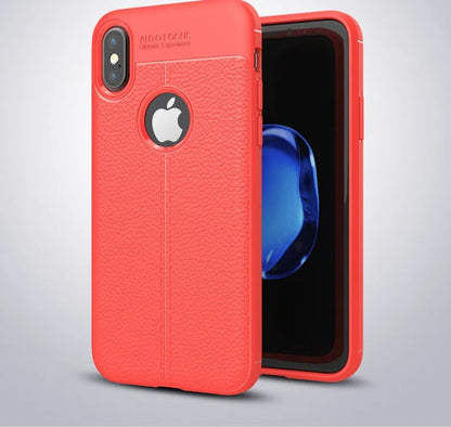 WeFor PU leather texture phone case for OnePlus 5, 5T, and 6 with soft silicone and free screen protector