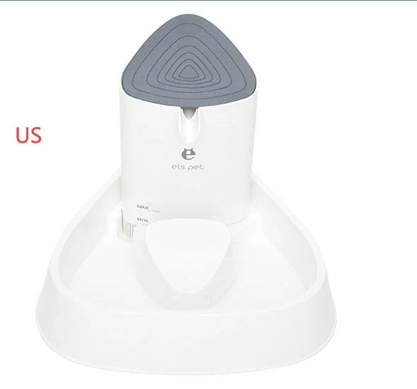1.5L automatic pet water fountain with white plastic body and LED light