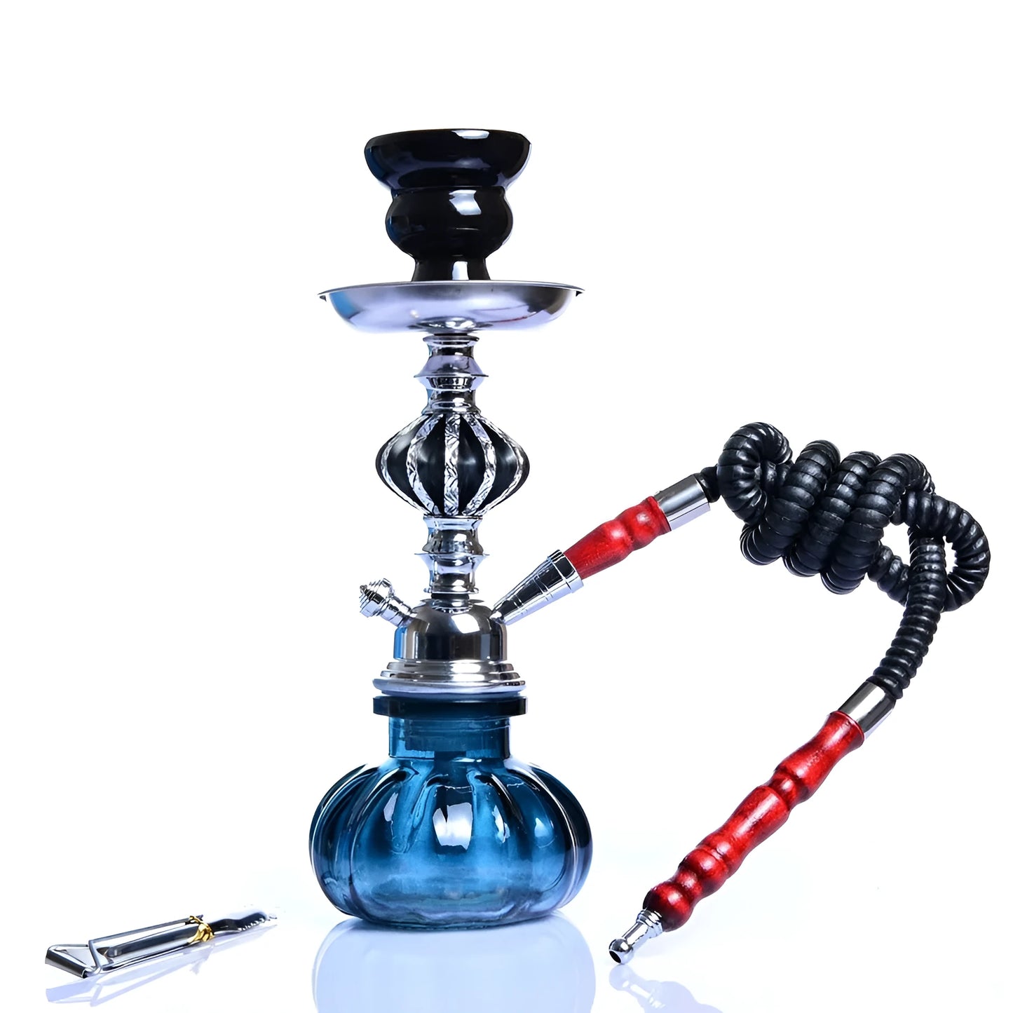 Arab Hookah Factory single tube glass tobacco pot in modern design with square 11.5cm base
