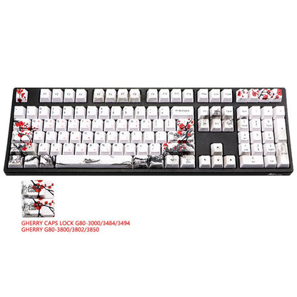 PBT Wangjiang Plum blossom themed mechanical keyboard keycap set with 109 keys in OEM height profile.