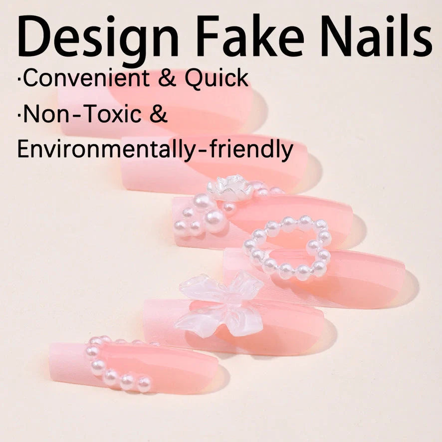 French Love Pearl removable nail stickers with love pattern in XD93 colour, jelly glue, and polish rub for temporary nail art