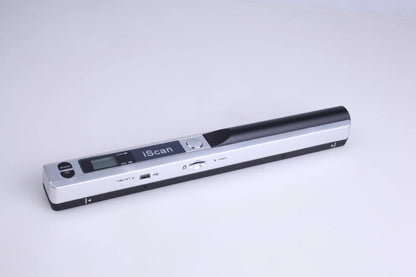 Handheld plastic scanner shown in one of five colour options: black, blue, green, red, or silver.
