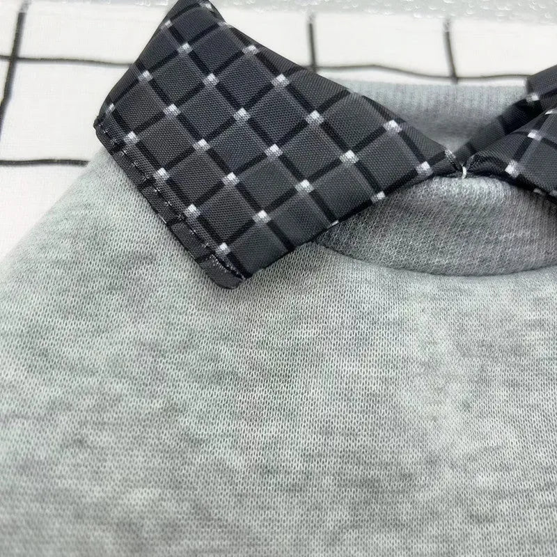 Two-piece dog sweater with detachable collar hoodie in thin velvet polyester fabric