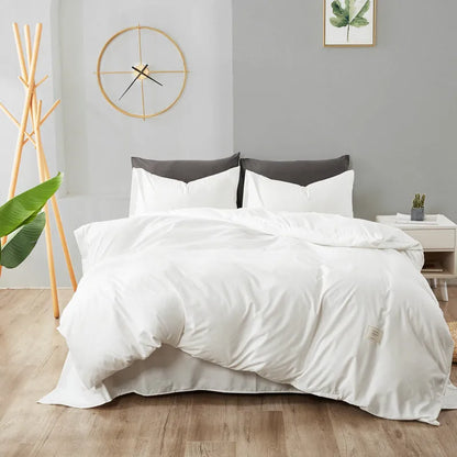 Home Textile bedding set showing duvet cover, flat sheet and pillowcases in a choice of ten colours.
