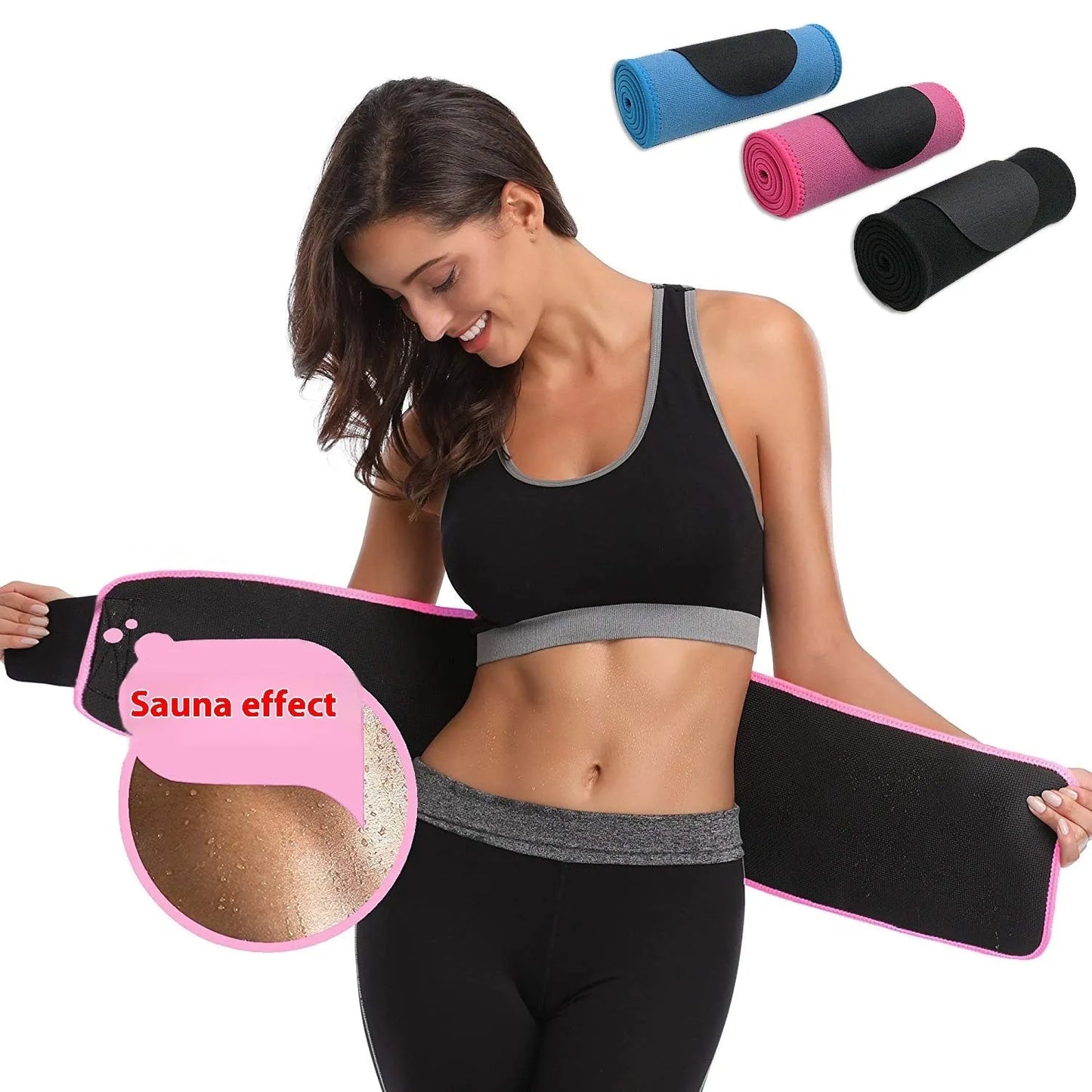 Adjustable neoprene lumbar support belt for fitness and running in black colour option