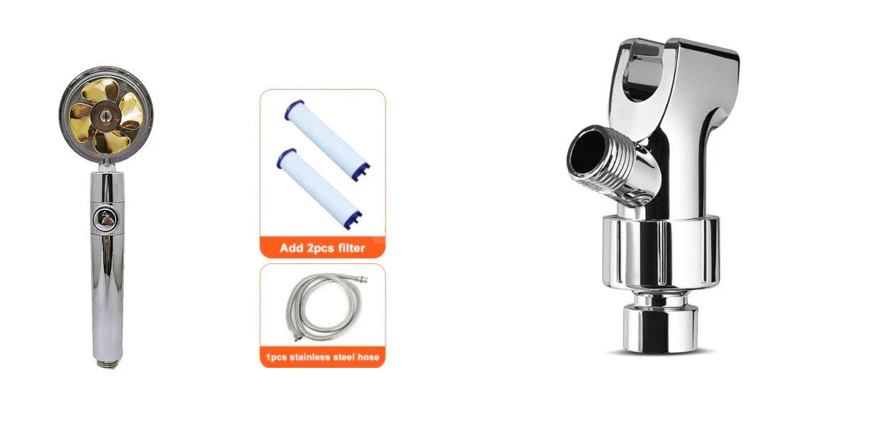 360° Rotating Shower Head with Built-In Fan - Premium ABS Plastic Construction, Water-Saving High-Pressure Spray