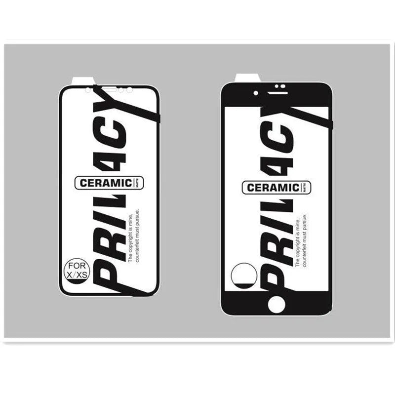 Black ceramic anti-peep privacy screen protector for iPhone with matte finish
