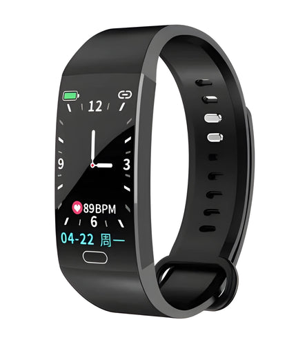 RD11 colour screen smart bracelet with 1.14 inch display, silicone wristband and PC body, shown in black