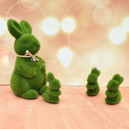 Artificial Easter bunny decoration made with realistic foam and soft artificial grass for a lifelike look