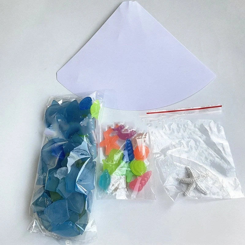 Blue PVC Christmas tree decoration with ocean theme, 15cm height