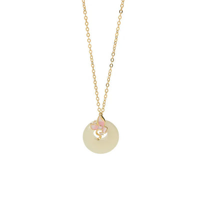 925 silver orchid necklace with geometric flower pendant and safety buckle clasp on O-ring chain