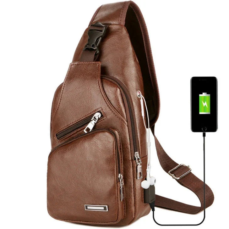 Stylish USB charging messenger bag with durable, wear-resistant fabric and multiple interior compartments for organized storage