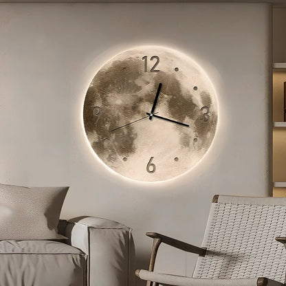 Wall clock in 40cm diameter with LED ambient light and 2m USB cable, plastic shell for living room display