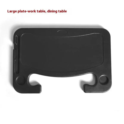 Foldable black car laptop and dining tray with cup holder on a steering wheel