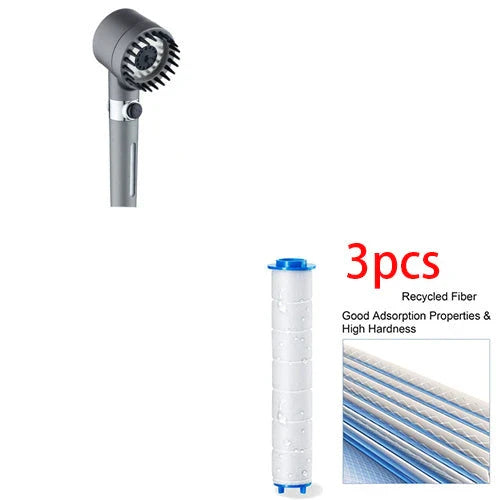 Premium multi-function shower head with rainfall and massage modes, made of durable ABS material and featuring a built-in water filter.
