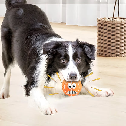 Colourful latex dog balls with smiley faces, suitable for small dogs and cats