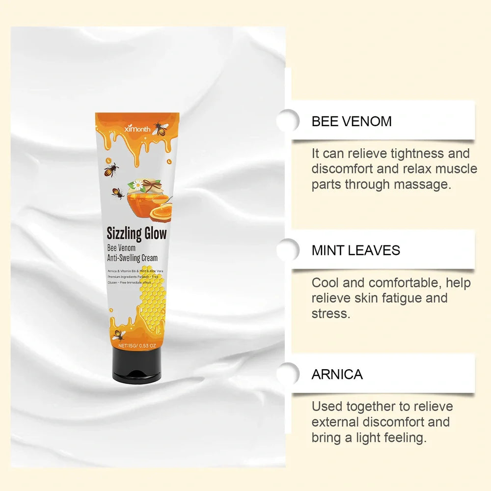 15g skin cream container with daily care formulation containing mint, bee poison, arnica, vitamin B6, and aloe extracts