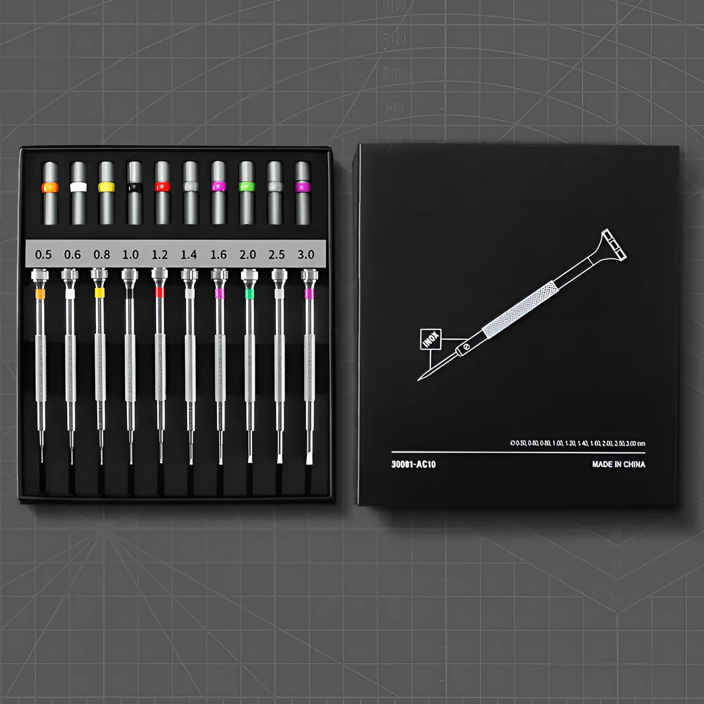 10-piece precision screwdriver set with 20 spare bits for watch and glasses repair tools