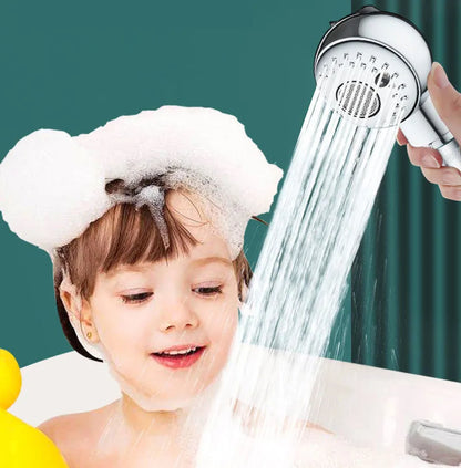 Silver non-pressurized handheld shower head for gentle pet and baby washing