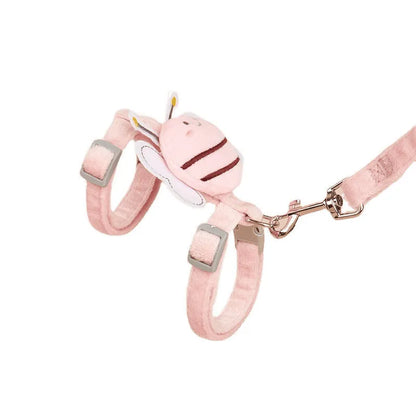 Cat harness and leash set with bee shape design in pink yellow blue colour options
