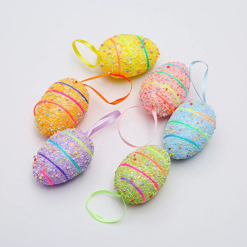 Colourful and vivid painted Easter egg ornaments in various sizes and styles, perfect for decorating Easter baskets, trees, and more.