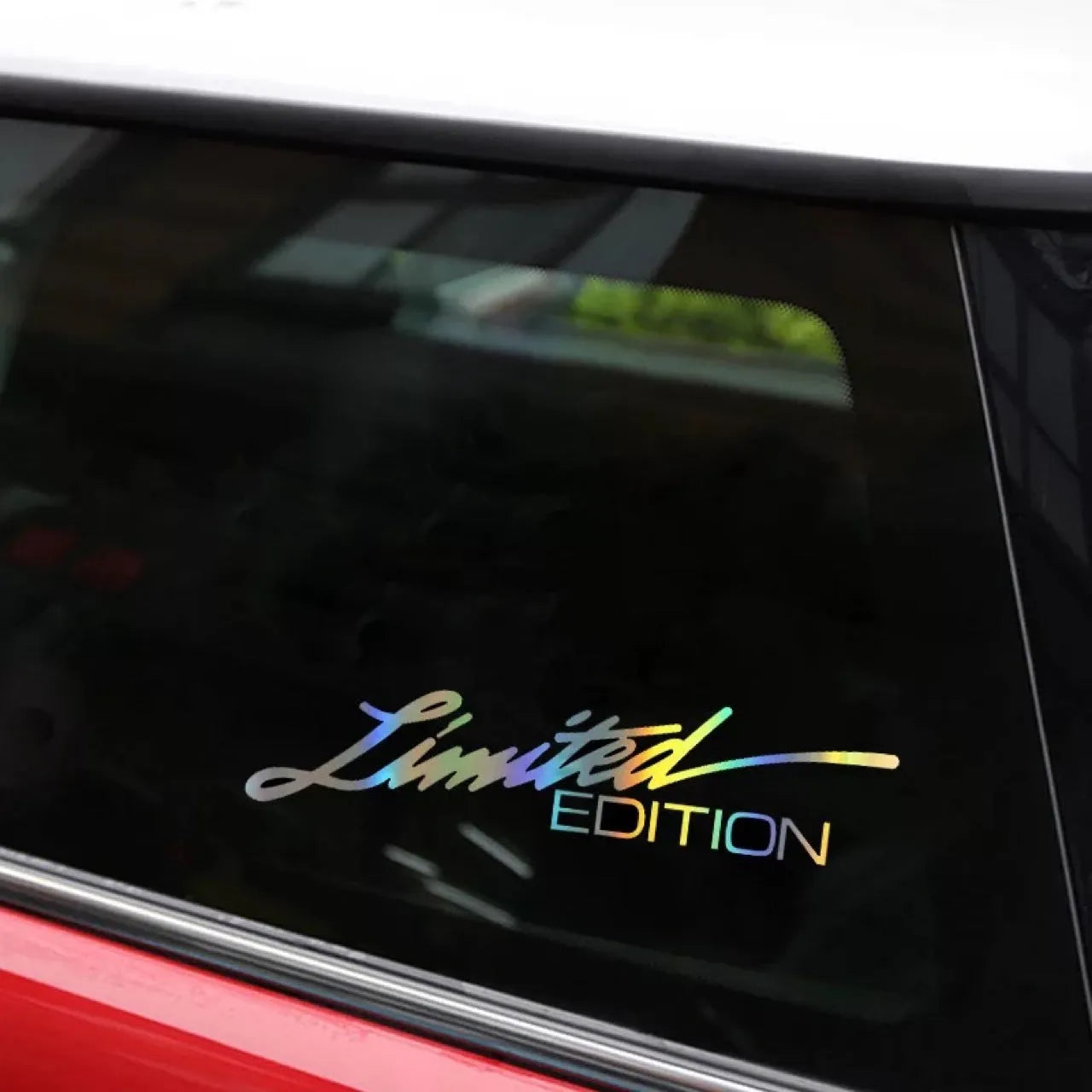 Black laser reflective car sticker with text design on PET material