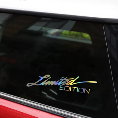 Black laser reflective car sticker with text design on PET material