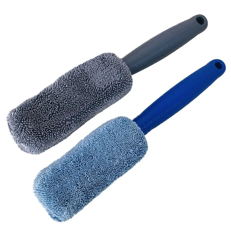 29cm long microfiber car tire brush for cleaning wheels and hubcaps in grey colour