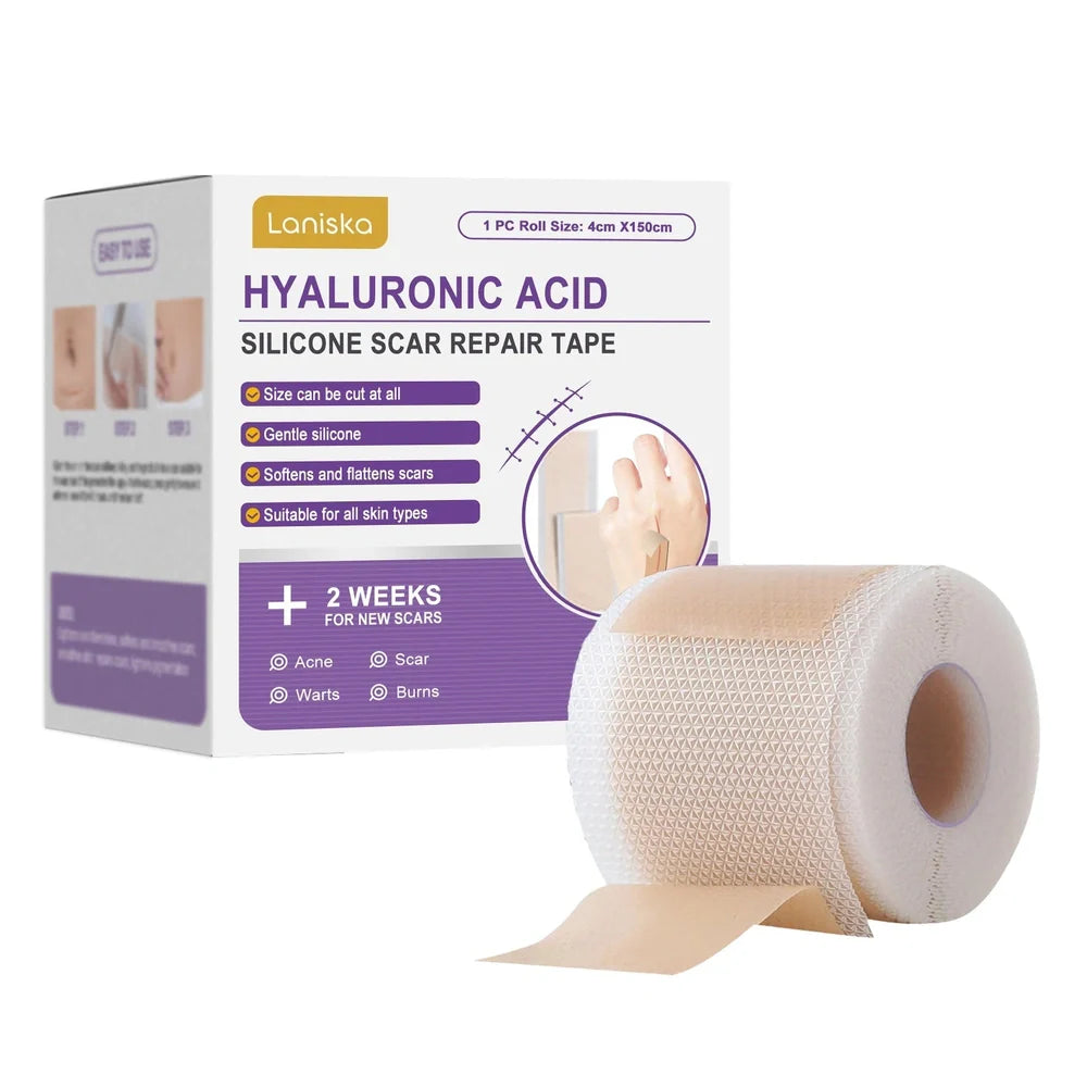 Silicone scar patch package containing mint leaf formula with hyaluronic acid for scar management