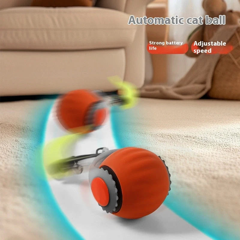 Gravity-activated cat toy ball with automatic motion for endless feline fun