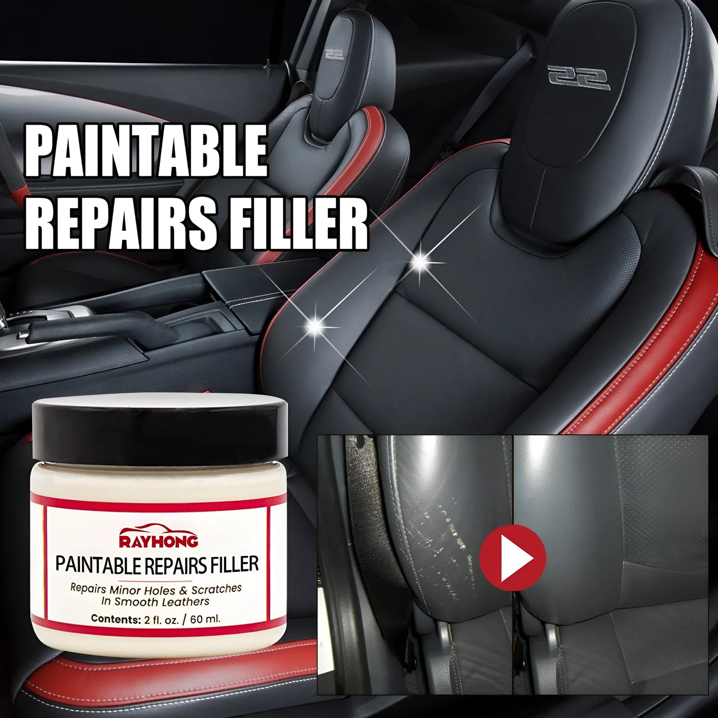 60ml tube of leather repair paste for car seat and sofa scratches