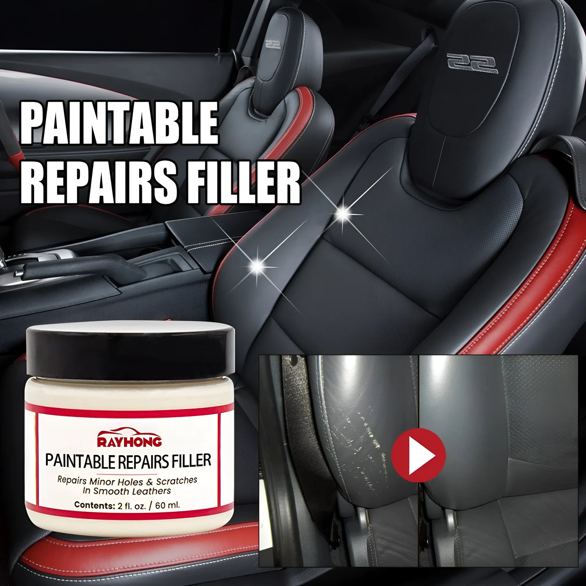 60ml tube of leather repair paste for car seat and sofa scratches