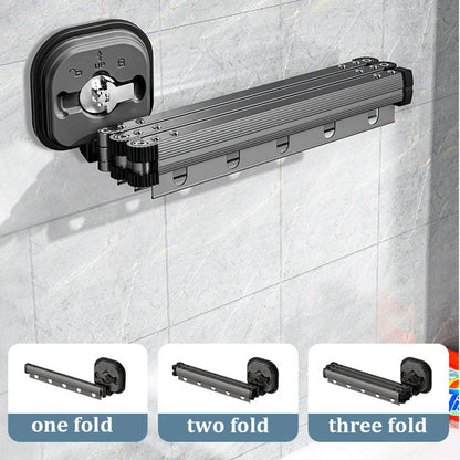 Aluminium suction cup folding clothes hanger with retractable drying rack