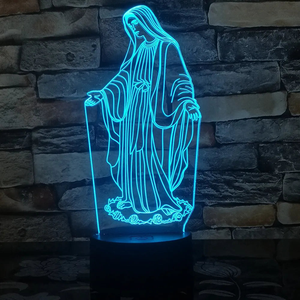 3D LED night light with laser-engraved acrylic showing stereoscopic dual ring patterns