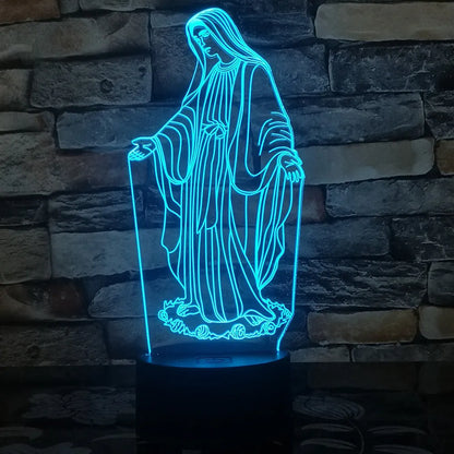 3D LED night light with laser-engraved acrylic showing stereoscopic dual ring patterns