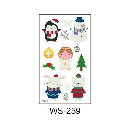 Glowing Christmas Santa Claus tattoo stickers in various festive designs